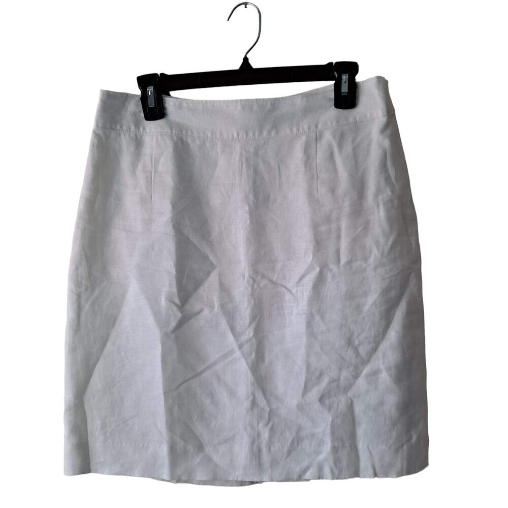 Banana Republic Linen Skirt Pleated Short Mini Pencil Lined White Womens Size 8